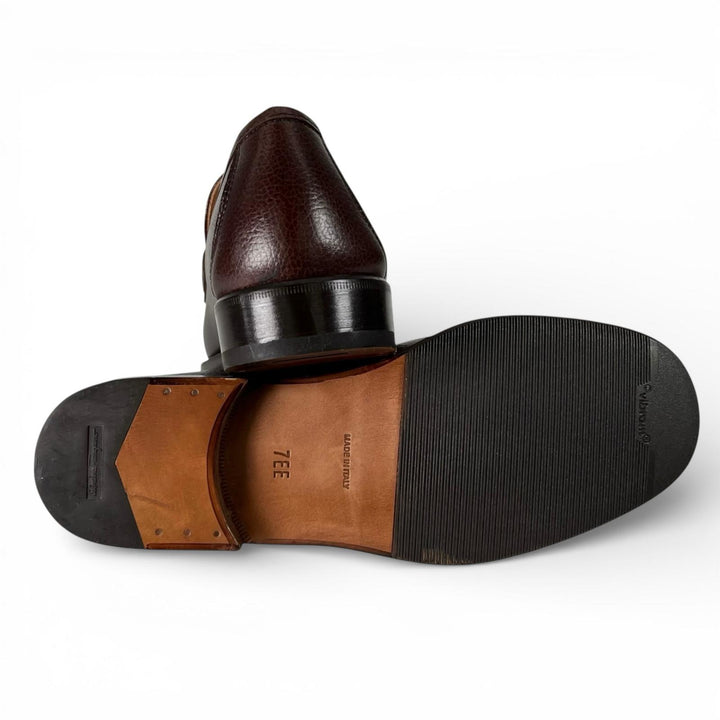 未使用品▲Salvatore Ferragamo サルヴァトーレフェラガモ FROM ダブルガンチーニ レザー ローファー ブラウン 7 EE 箱・保存袋付 メンズ