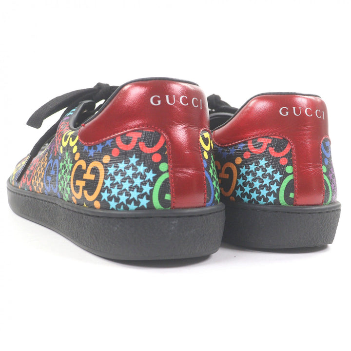 極美品□GUCCI グッチ 610085 レザー GGロゴ スター 総柄 ローカットスニーカー ブラック マルチカラー 8.5 箱・保存袋付き イタリア製