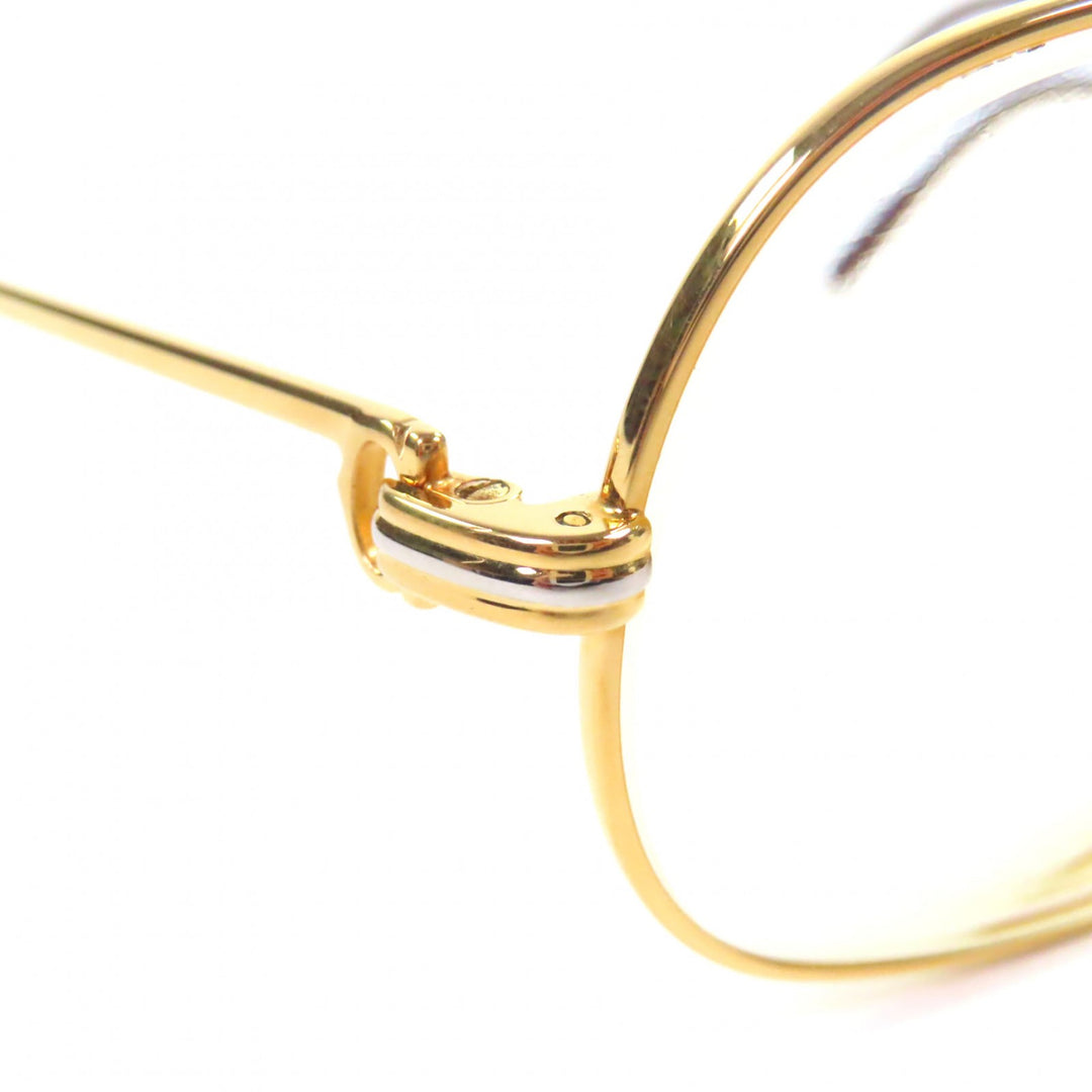 美品▼Cartier カルティエ ヴィンテージ トリニティ ツーブリッジ ロゴ金具 メガネ 眼鏡 アイウェア ゴールド ボルドー 62□14 140 度入