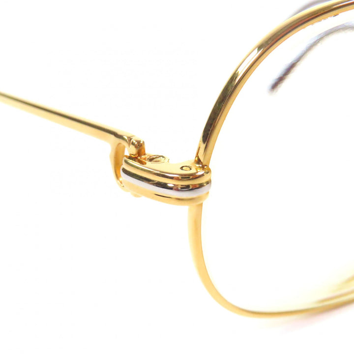 美品▼Cartier カルティエ ヴィンテージ トリニティ ツーブリッジ ロゴ金具 メガネ 眼鏡 アイウェア ゴールド ボルドー 62□14 140 度入
