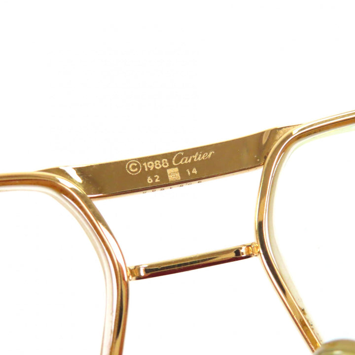 美品▼Cartier カルティエ ヴィンテージ トリニティ ツーブリッジ ロゴ金具 メガネ 眼鏡 アイウェア ゴールド ボルドー 62□14 140 度入
