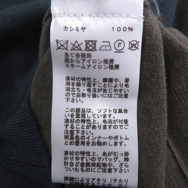 極美品□HERMES エルメス カシミヤ100％ Hロゴモチーフ 薄手 ロングスリーブニット セーター ブルー ブラウン M イタリア製 正規品
