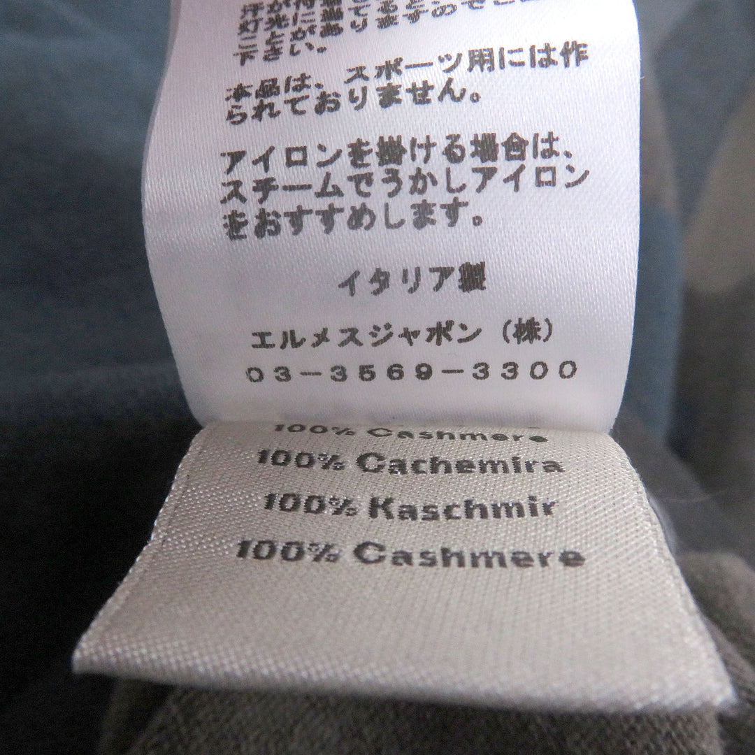 極美品□HERMES エルメス カシミヤ100％ Hロゴモチーフ 薄手 ロングスリーブニット セーター ブルー ブラウン M イタリア製 正規品