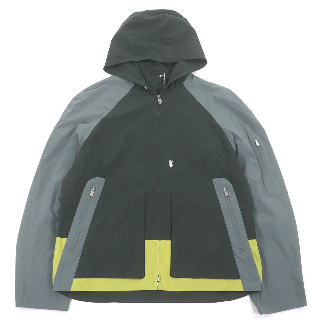 未使用品□HERMES エルメス パネル パッカブル仕様 HロゴZIP フーデッド ウィンドブレーカー ナイロンブルゾン グリーン 48 フランス製