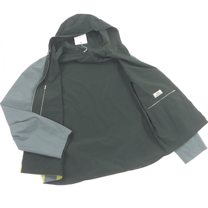 未使用品□HERMES エルメス パネル パッカブル仕様 HロゴZIP フーデッド ウィンドブレーカー ナイロンブルゾン グリーン 48 フランス製
