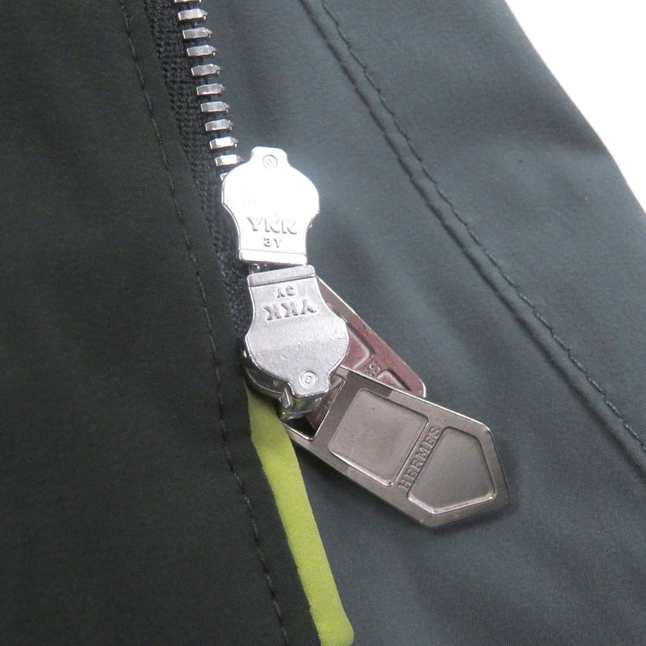 未使用品□HERMES エルメス パネル パッカブル仕様 HロゴZIP フーデッド ウィンドブレーカー ナイロンブルゾン グリーン 48 フランス製