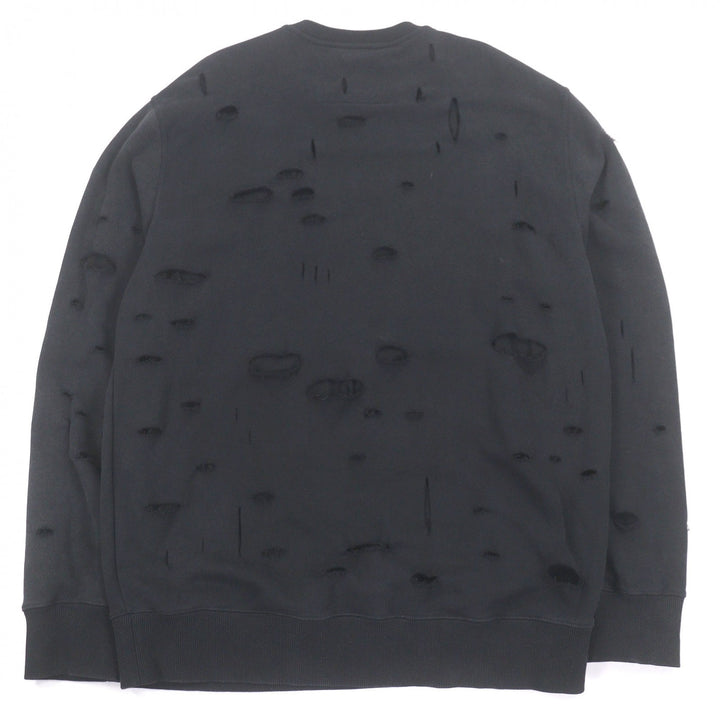 美品□GIVENCHY ジバンシィ BMJ0KE3Y9W コットン100％ デストロイ加工 ロゴプリント スウェットシャツ トレーナー ブラック XL 正規品
