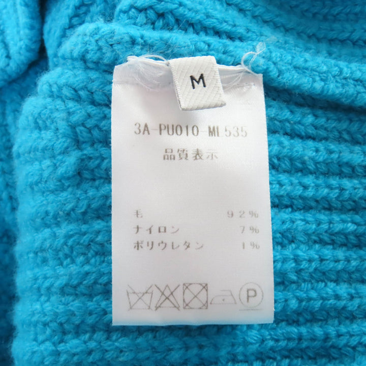 美品★NINA RICCI ニナリッチ 3A-PU010-ML535 クロップド丈 パフスリーブ ハイネック ウールニット ブルー M 正規品 レディース