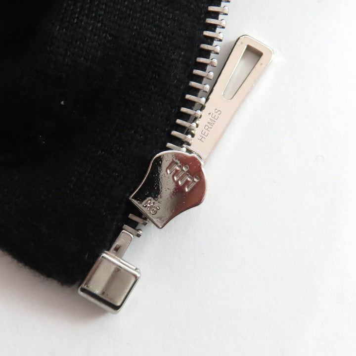 美品★HERMES エルメス 2022年製 2E2201D3 カシミヤ シルク混 クリケティス ロゴZIP ニット ブルゾン ブラック 34 伊製 正規品