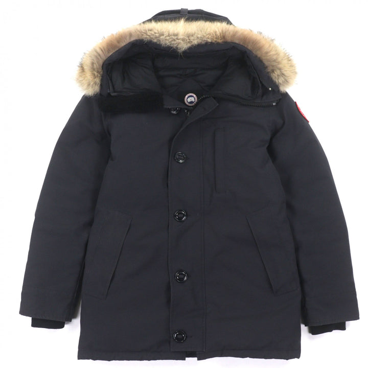 良品▼CANADA GOOSE カナダグース 3438JM Jasper Parka ロゴワッペン・ファー付き フーデッド ダブルジップアップ ダウンコート S 正規品