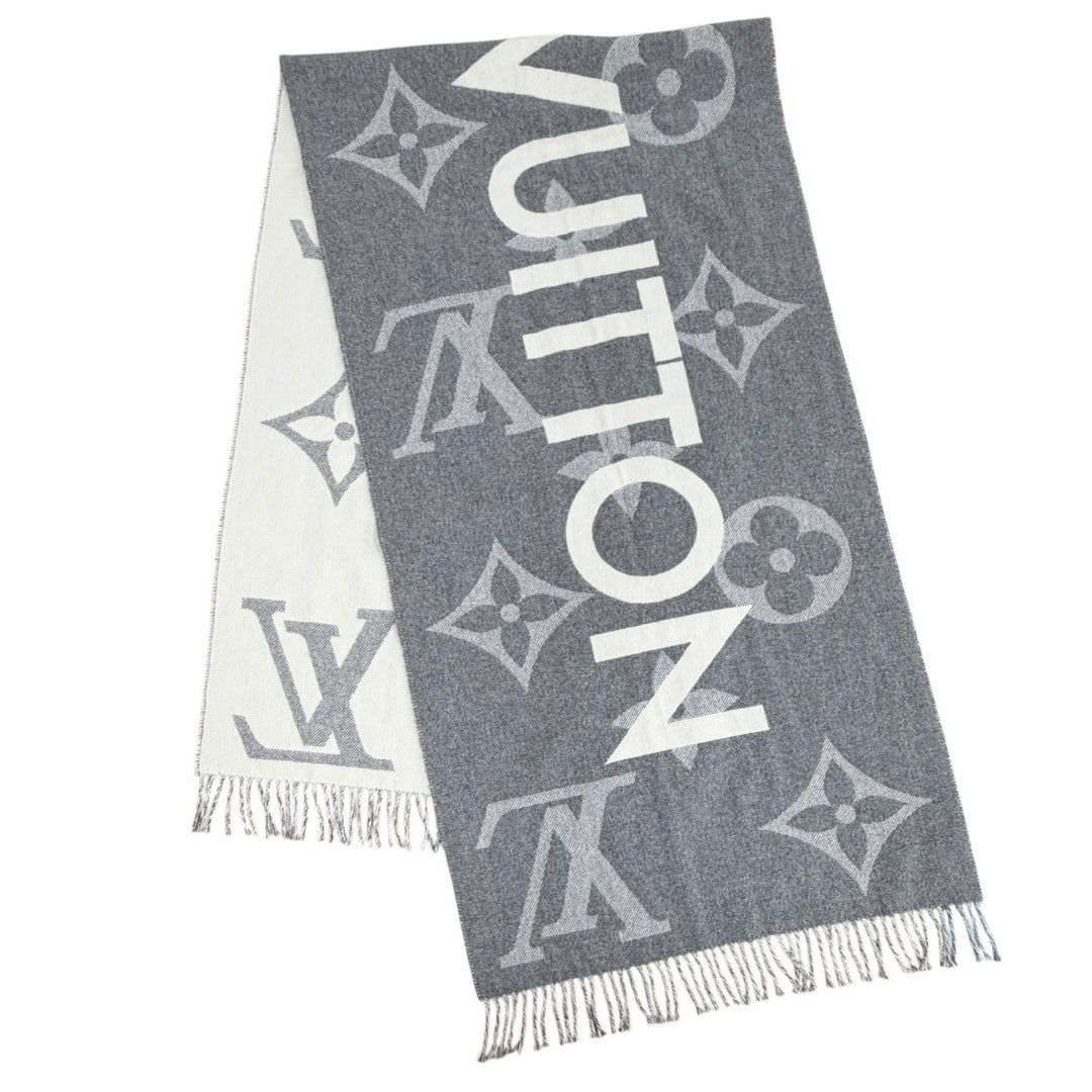 極美品◇LOUIS VUITTON ルイヴィトン M73455 エシャルプ・モノグラムキャピタル カシミヤ ウール フリンジ付 マフラー 英国製 正規品