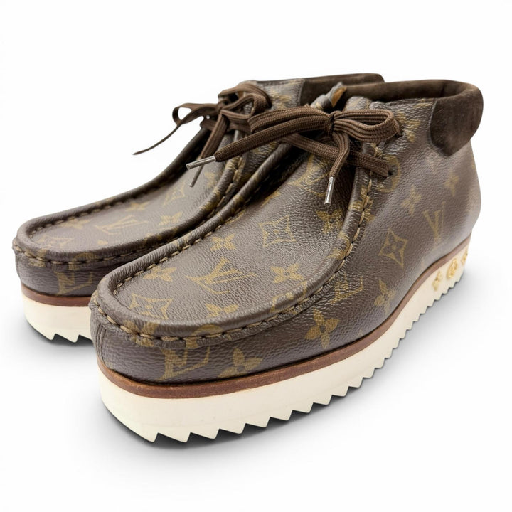 美品□LOUIS VUITTON ルイヴィトン NIGO ニゴー 2020年製 LV モッズライン モノグラムキャンバス アンクルブーツ ブラウン 6 イタリア製