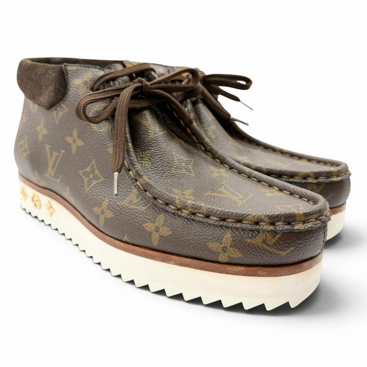 美品□LOUIS VUITTON ルイヴィトン NIGO ニゴー 2020年製 LV モッズライン モノグラムキャンバス アンクルブーツ ブラウン 6 イタリア製