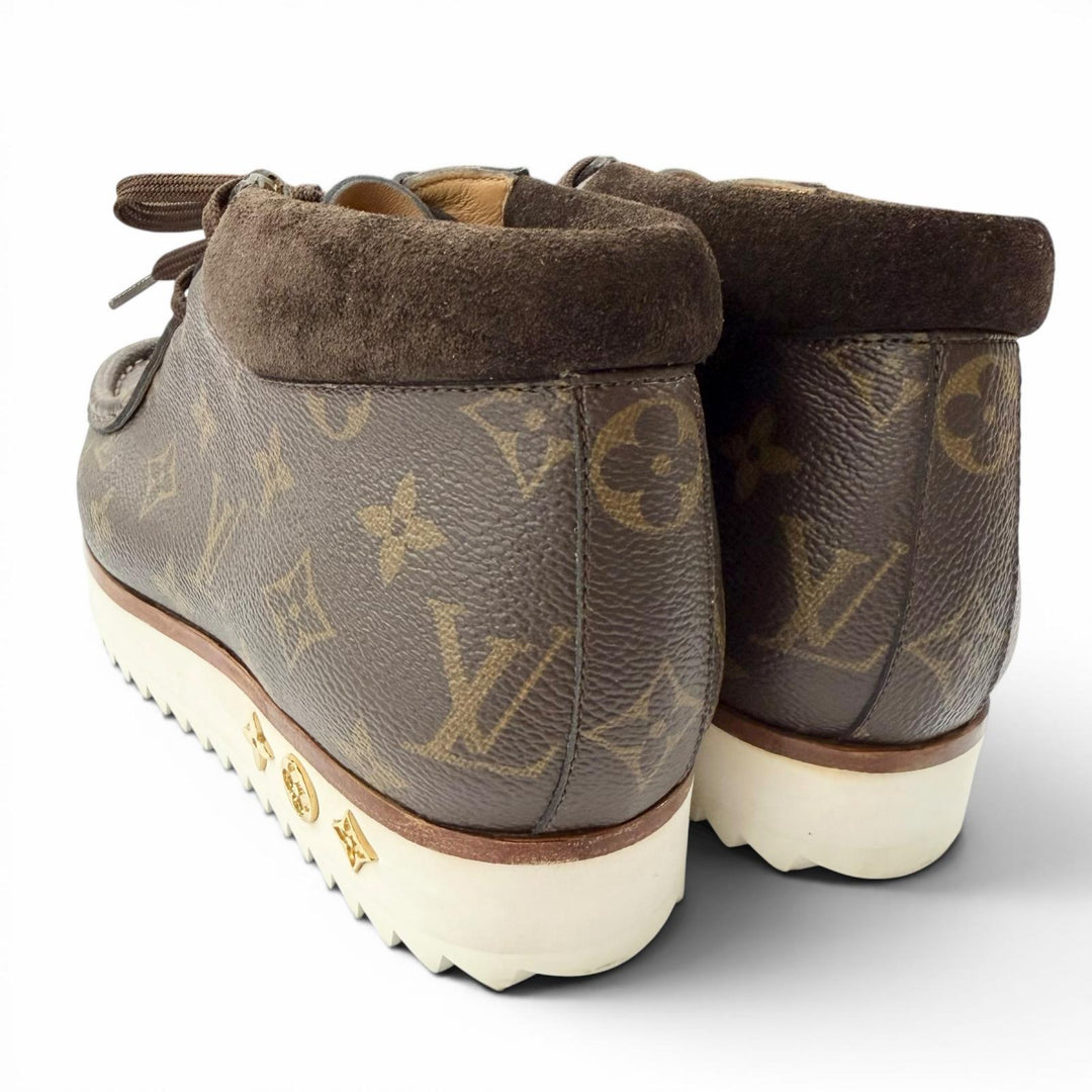 美品□LOUIS VUITTON ルイヴィトン NIGO ニゴー 2020年製 LV モッズライン モノグラムキャンバス アンクルブーツ ブラウン 6 イタリア製