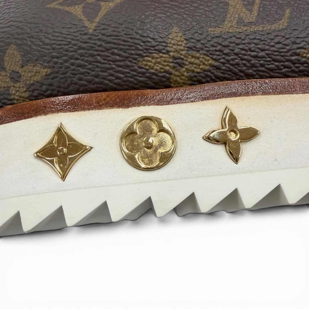 美品□LOUIS VUITTON ルイヴィトン NIGO ニゴー 2020年製 LV モッズライン モノグラムキャンバス アンクルブーツ ブラウン 6 イタリア製