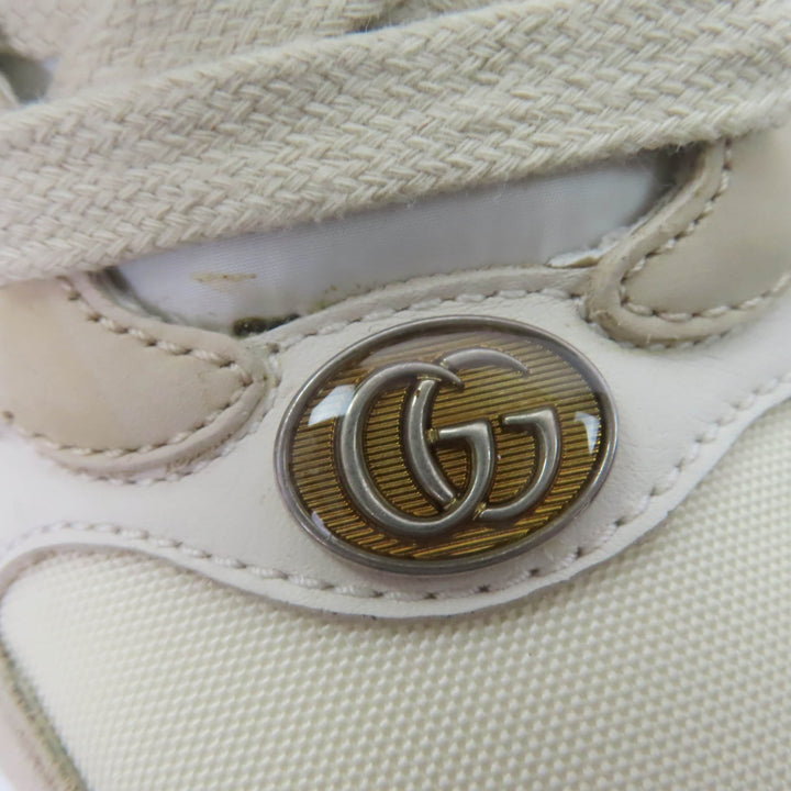 美品☆GUCCI グッチ レザー使い ウェブストライプ GGマーモント ヴィンテージロゴ ローカットスニーカー ベージュ 35.5 伊製 レディース