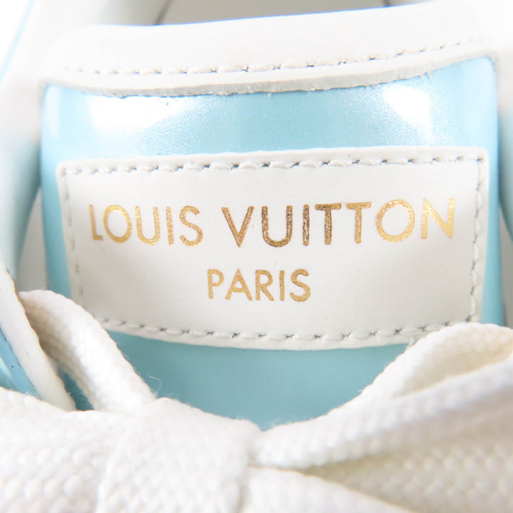 美品☆LOUIS VUITTON ルイヴィトン タイムアウト・ライン レザー モノグラム ローカットスニーカー ライトブルー ホワイト 37 伊製