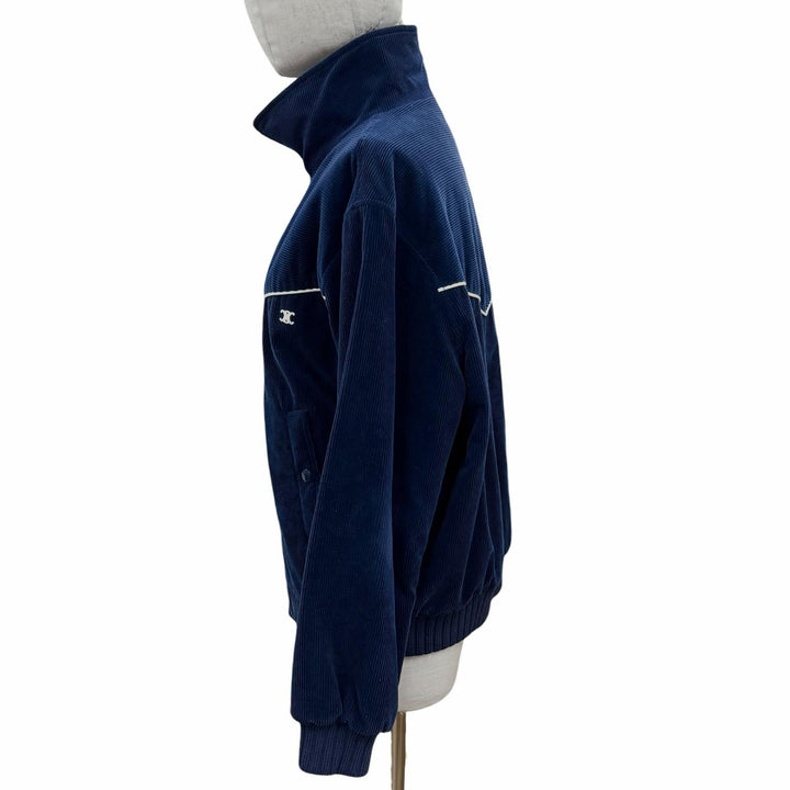 美品◇CELINE セリーヌ 2Q595902T コットン カシミヤ トリオンフジップトップ ハイネック コーデュロイ ジャケット ネイビー S 正規品