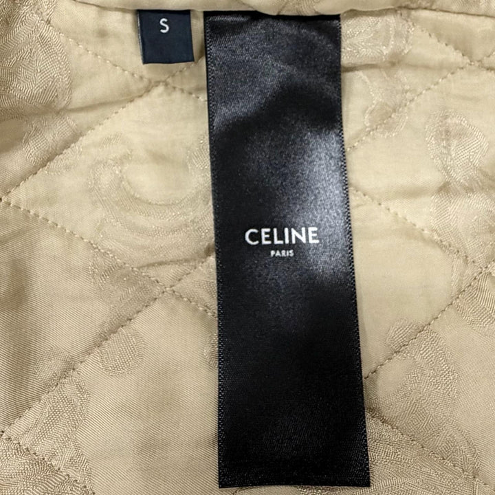美品◇CELINE セリーヌ 2Q595902T コットン カシミヤ トリオンフジップトップ ハイネック コーデュロイ ジャケット ネイビー S 正規品