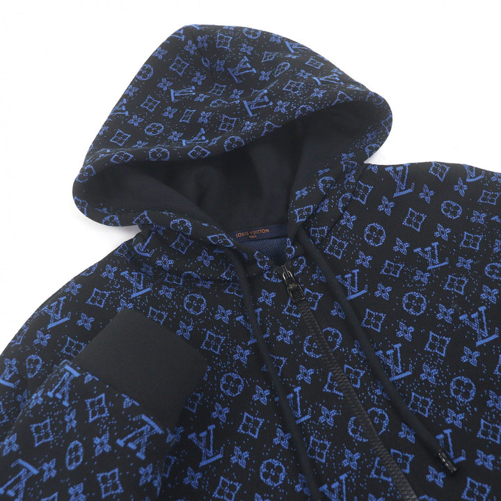 美品□LOUIS VUITTON ルイヴィトン 23SS モノグラムジップスルー パーカー フーディー ブラック ブルー M イタリア製 正規品 メンズ