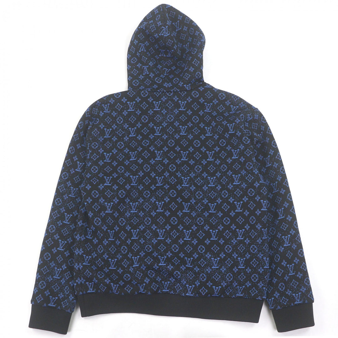 美品□LOUIS VUITTON ルイヴィトン 23SS モノグラムジップスルー パーカー フーディー ブラック ブルー M イタリア製 正規品 メンズ