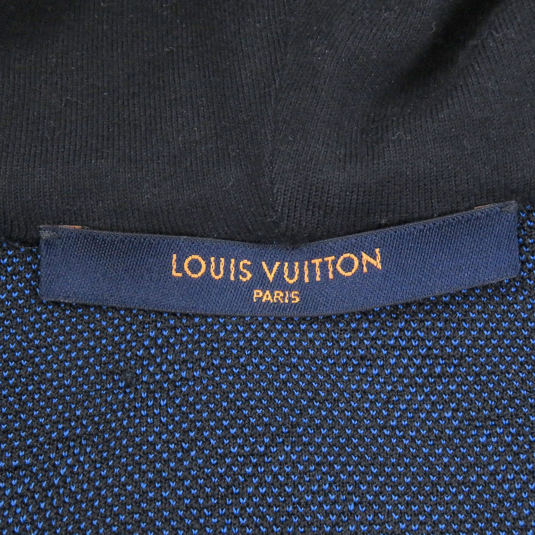 美品□LOUIS VUITTON ルイヴィトン 23SS モノグラムジップスルー パーカー フーディー ブラック ブルー M イタリア製 正規品 メンズ