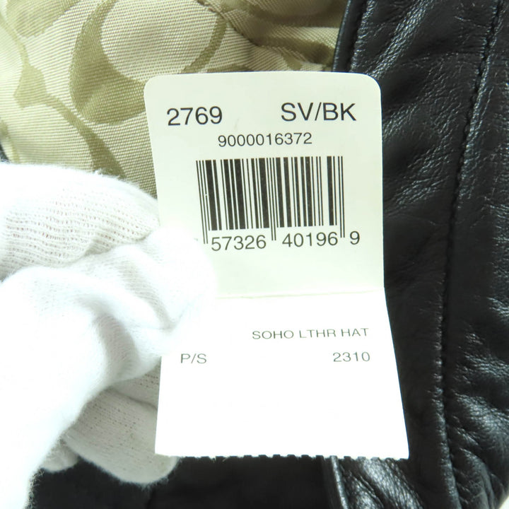 美品★COACH コーチ ベルトコンビ ラムレザー バケットハット ハット 帽子 ブラック P/S 正規品 レディース