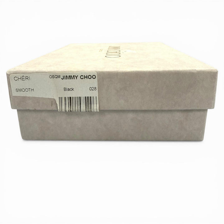 極美品◇JIMMY CHOO ジミーチュウ ラインストーン チェーンストラップ付き レザー ショルダーウォレット 長財布 ブラック 箱・保存袋付き