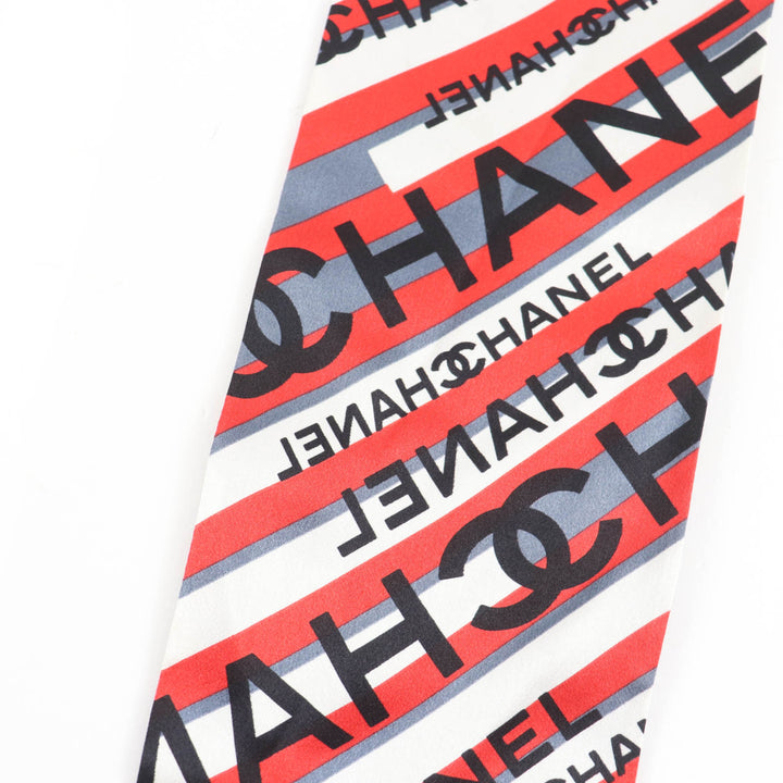 極美品☆CHANEL シャネル シルク100％ ツイリー リバーシブル ココマーク ロゴ スカーフ マルチカラー イタリア製 レディース