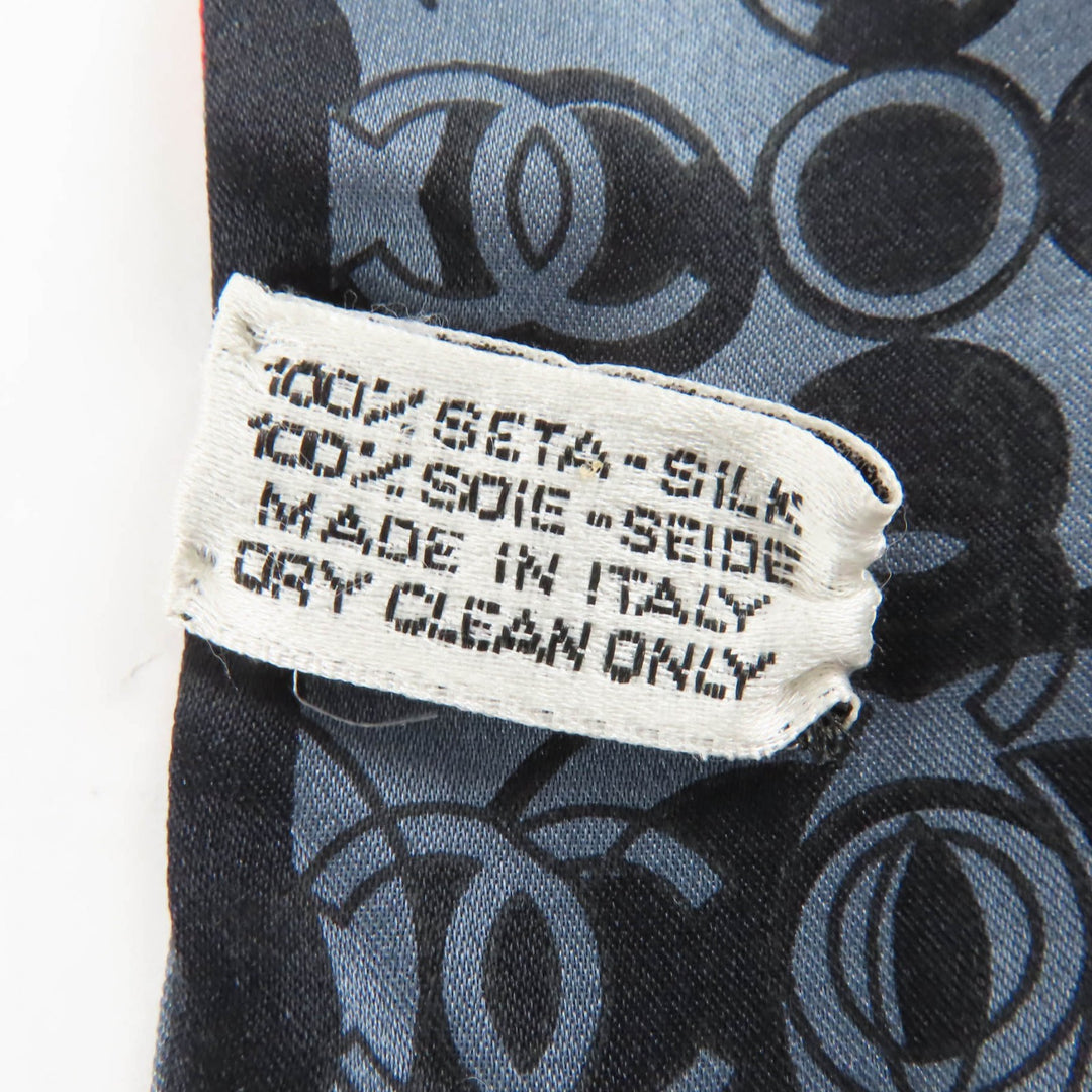 極美品☆CHANEL シャネル シルク100％ ツイリー リバーシブル ココマーク ロゴ スカーフ マルチカラー イタリア製 レディース