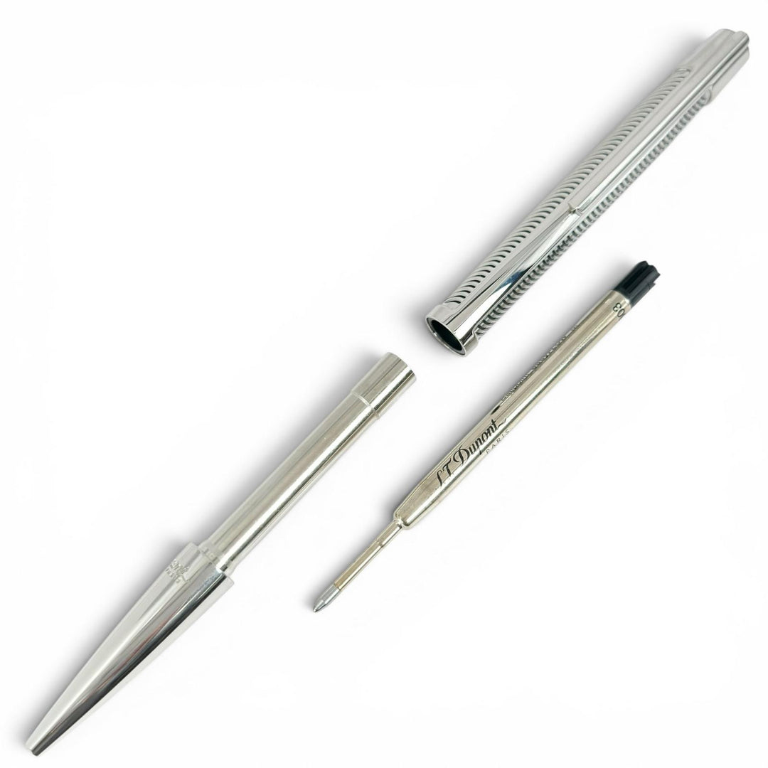 極美品▲Dupont デュポン 405722 デフィ パラディウムフィニッシュ ツイスト式 ボールペン シルバー フランス製 メンズ