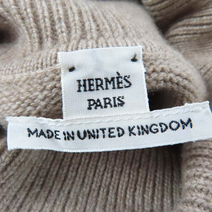 美品☆HERMES エルメス BRIDES de GALA 式典用馬勒 カシミヤ100％ ハイネック ニット 大判 ポンチョ ベージュ TU 英国製 レディース