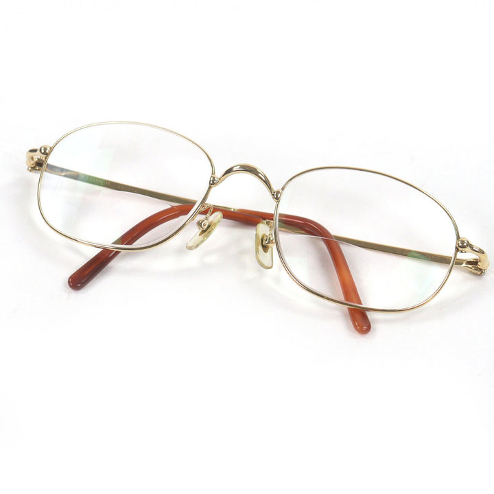 美品□Cartier カルティエ 135 トリニティ メガネ 眼鏡 アイウェア ゴールド ブラウン 53□21 度入り フランス製 メンズオススメ◎