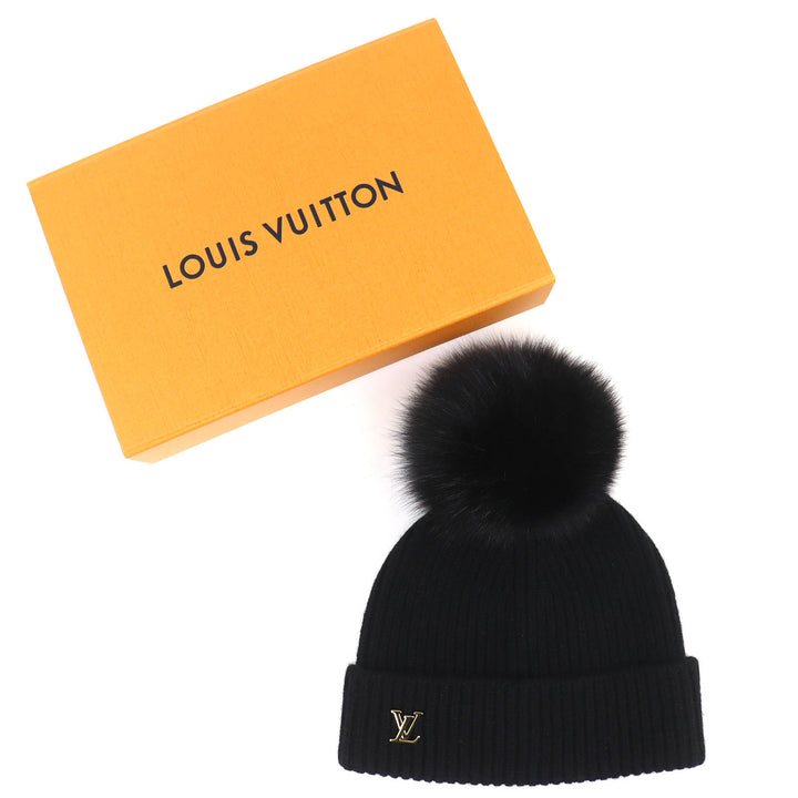 極美品△LOUIS VUITTON ルイヴィトン 2023年 M79256 ビーニー・LV コールド スパーク カシミヤ フォックスファー梵天 ニット帽 正規品