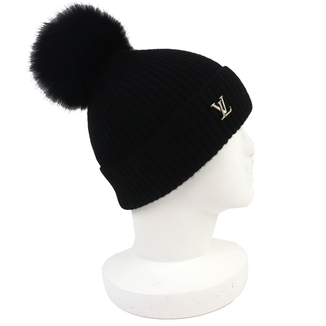 極美品△LOUIS VUITTON ルイヴィトン 2023年 M79256 ビーニー・LV コールド スパーク カシミヤ フォックスファー梵天 ニット帽 正規品