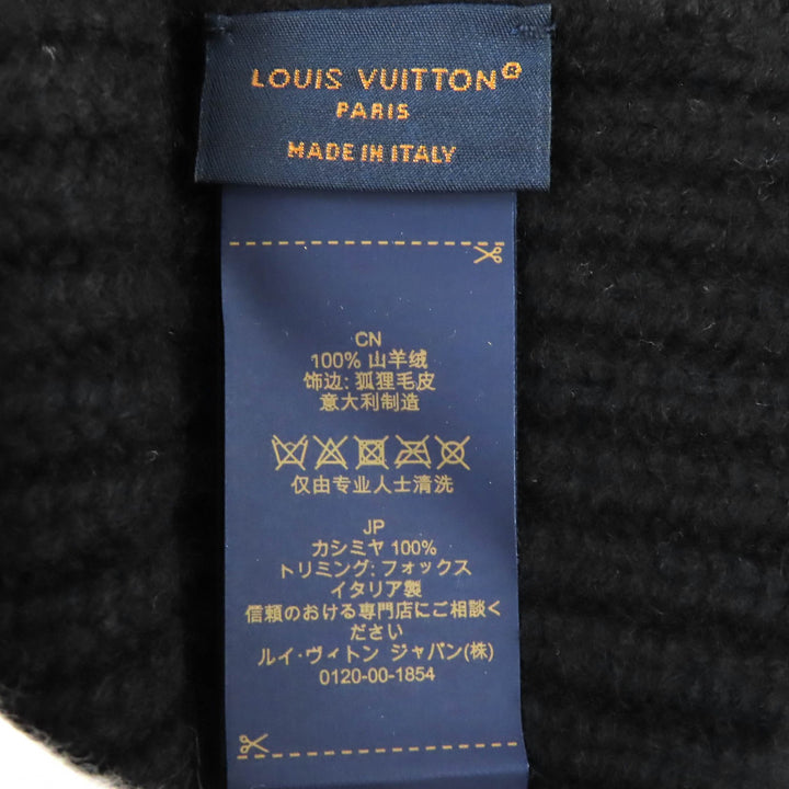 極美品△LOUIS VUITTON ルイヴィトン 2023年 M79256 ビーニー・LV コールド スパーク カシミヤ フォックスファー梵天 ニット帽 正規品