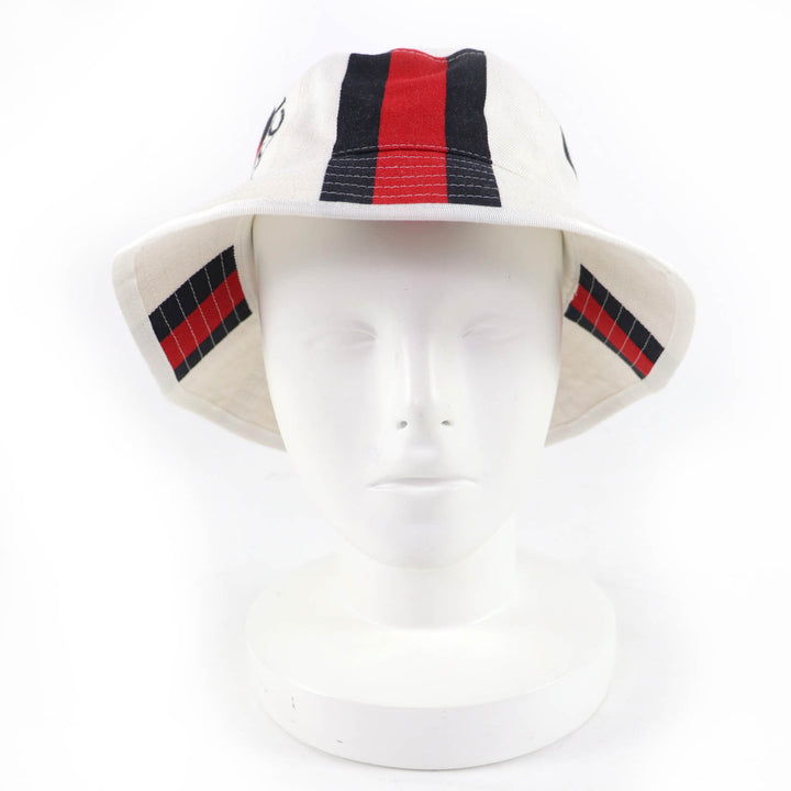 未使用品☆GUCCI グッチ 788561 コットン100％ ウェブライン ロゴ バケット ハット ホワイト系 S 保存袋付 イタリア製 正規品 レディース