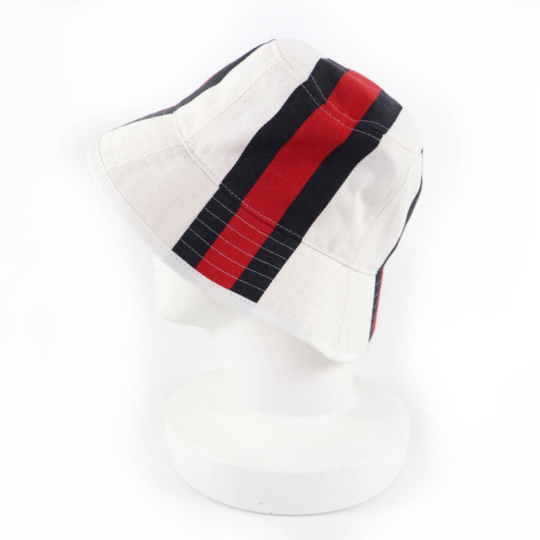未使用品☆GUCCI グッチ 788561 コットン100％ ウェブライン ロゴ バケット ハット ホワイト系 S 保存袋付 イタリア製 正規品 レディース