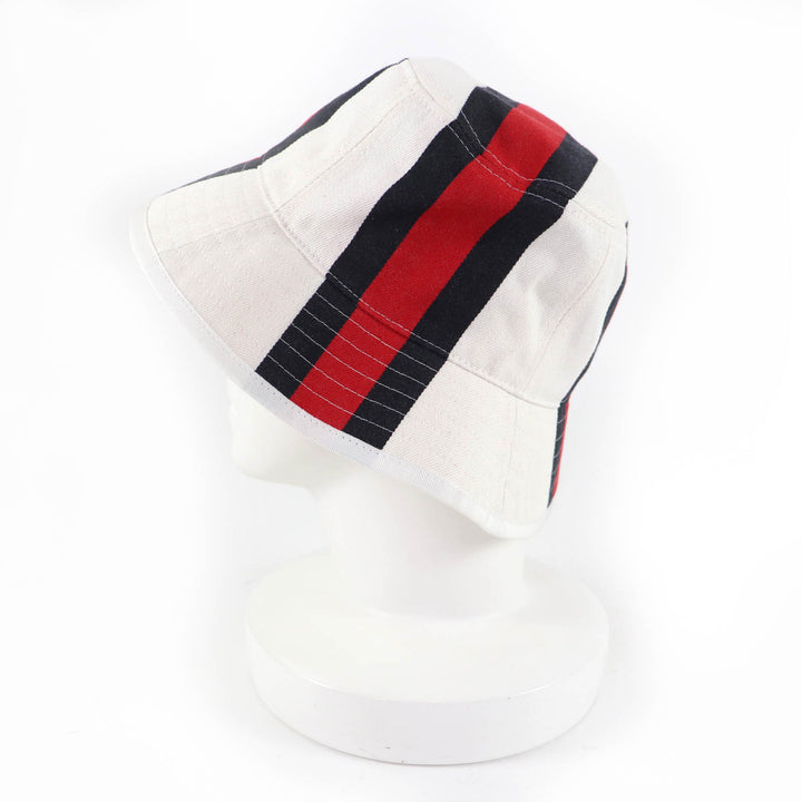 未使用品☆GUCCI グッチ 788561 コットン100％ ウェブライン ロゴ バケット ハット ホワイト系 S 保存袋付 イタリア製 正規品 レディース