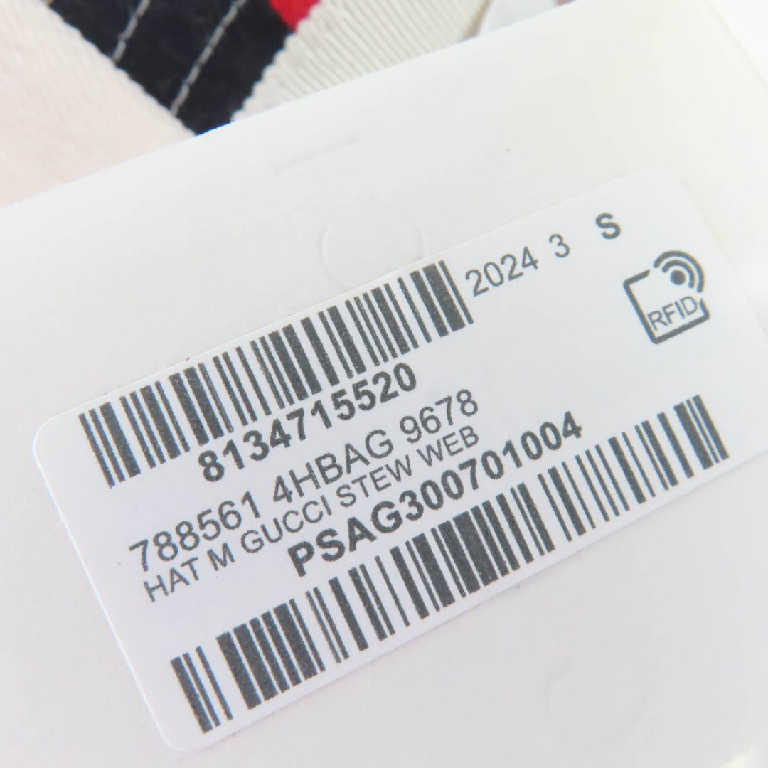未使用品☆GUCCI グッチ 788561 コットン100％ ウェブライン ロゴ バケット ハット ホワイト系 S 保存袋付 イタリア製 正規品 レディース
