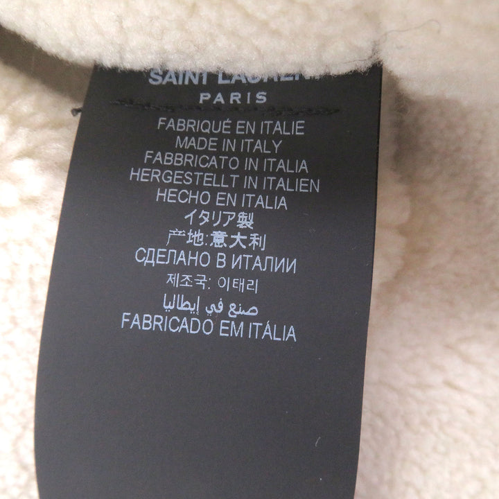極美品□SAINT LAURENT PARIS サンローランパリ 2023年製 745644 シアリング 裏ボア ロゴ刺繍 ダウンジャケット 黒 46 イタリア製 正規品