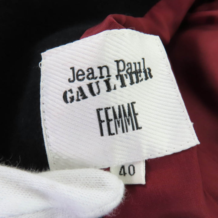 美品☆Jean Paul Gaultier FEMME ジャンポールゴルチエファム アンゴラ ウール 裾デザイン コート ブラック 40 日本製 正規品 レディース