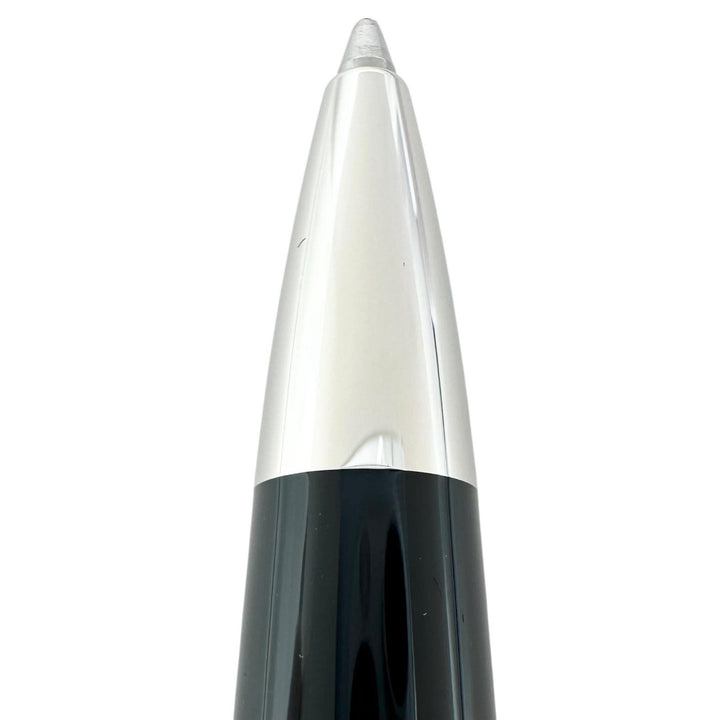 極美品▲Dupont デュポン 417674 エリゼ ツイスト式 ロゴ刻印 ボールペン ブラック シルバー ケース付き フランス製 メンズ