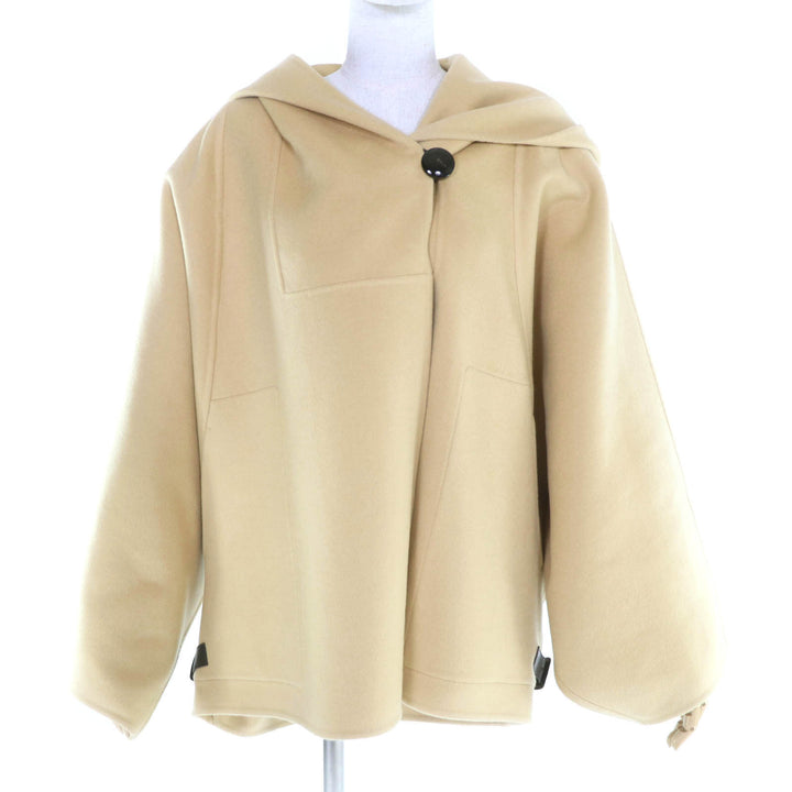 極美品★HERMES エルメス 25AW 5H0193DP カシミヤ100％ 2011プレタポルテ復刻 フード付 ポンチョジャケット 38 ハンガー付 正規品