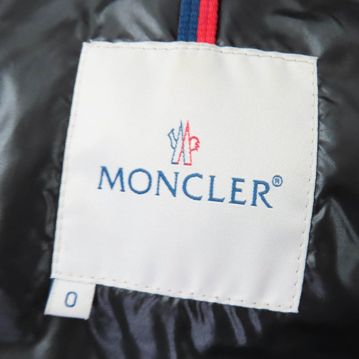 美品☆MONCLER モンクレール BADIA SPECIAL ロゴワッペン・フード付 ダウンジャケット ブラック 0 ブルガリア製 国内正規品 レディース