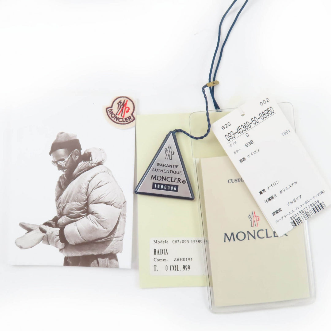 美品☆MONCLER モンクレール BADIA SPECIAL ロゴワッペン・フード付 ダウンジャケット ブラック 0 ブルガリア製 国内正規品 レディース