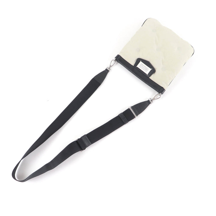 美品★Maison Margiela 11 メゾンマルジェラ11 SB2WG0008 レザー使い グラムスラム スポーツ フラット ショルダーバッグ ライトベージュ