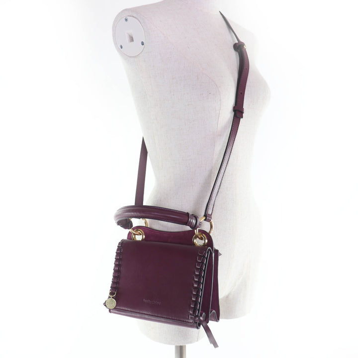 極美品☆SEE BY CHLOE シーバイクロエ TILDA スムースレザー スエードコンビ 2WAY ハンドバッグ ショルダーバッグ パープル レディース