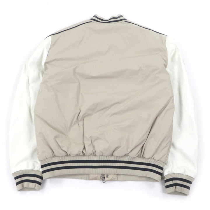 極美品□MONCLER モンクレール 22-23AW DETIAN GIUBBOTTO 袖ラムレザー スタジャン ダウンジャケット ベージュ ホワイト 3 正規品 メンズ