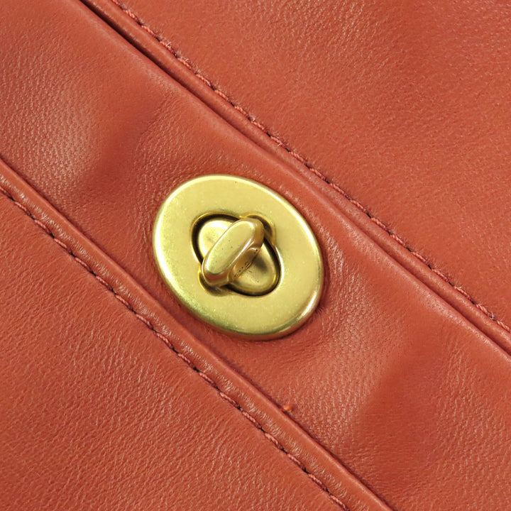 未使用品△COACH コーチ CA704 裏地シグネチャー柄 ブライトサドル ジップアップ ラムレザージャケット ブラウン S 正規品 レディース